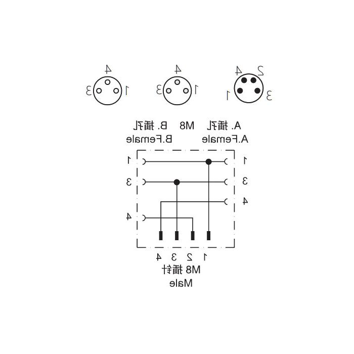 M8 4Pin male /2M8 3Pin female, Y-connector, 633301