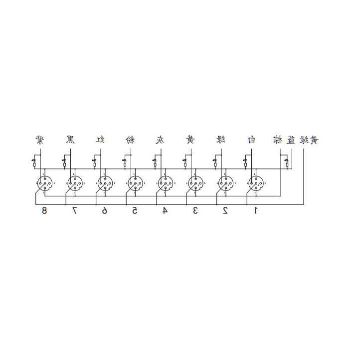 M12 junction box, single channel, PNP, 8-port integrated, LED, PUR flexible cable, black sheathing, 24P801-XXX